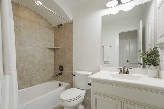 18011 Stari Most Ln, Houston, TX 77044 - bathroom with toilet, shower / bath combination with curtain, and vanity