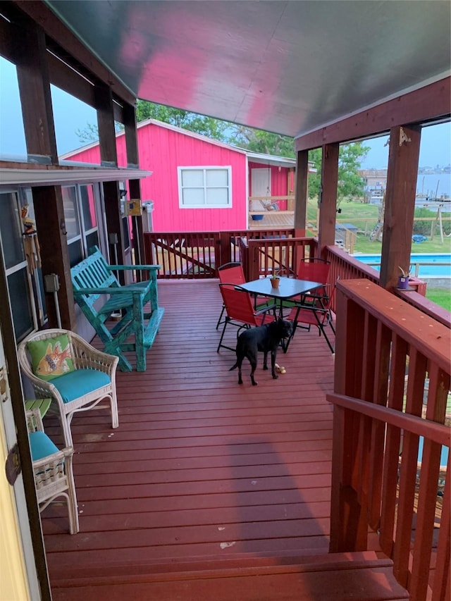142 Seagull, Sargent, TX 77414 - view of wooden deck
