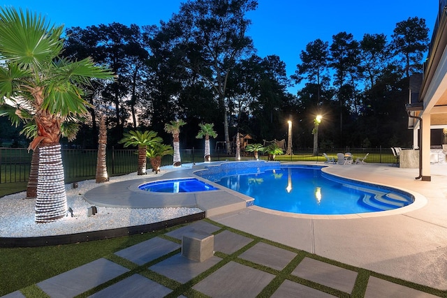 15232 Saddlewood Dr, Conroe, TX 77384 - view of pool featuring a patio, fence, and an in-ground hot tub