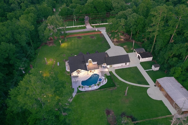 15232 Saddlewood Dr, Conroe, TX 77384 - aerial view of property and surrounding area featuring a pool and a forest