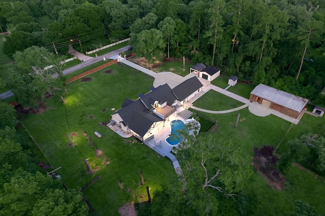 15232 Saddlewood Dr, Conroe, TX 77384 - aerial view of property and surrounding area featuring a pool and a forest