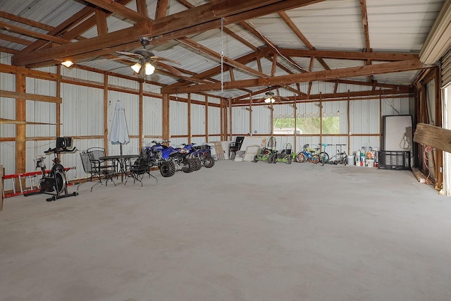 15232 Saddlewood Dr, Conroe, TX 77384 - garage with metal wall and ceiling fan