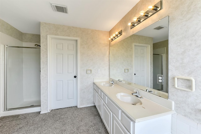 17006 Valley Palms Dr, Spring, TX 77379 - bathroom with a stall shower and double vanity