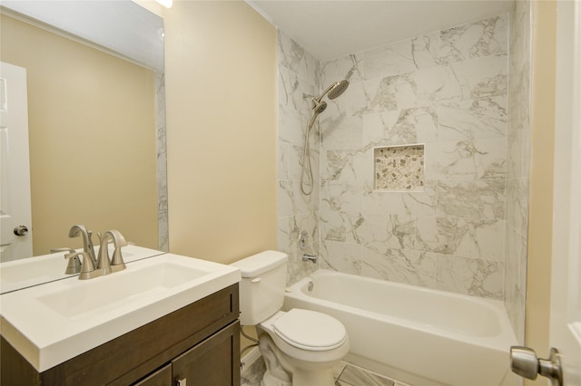 10900 Spruce Dr N, La Porte, TX 77571 - bathroom featuring toilet, vanity, and washtub / shower combination