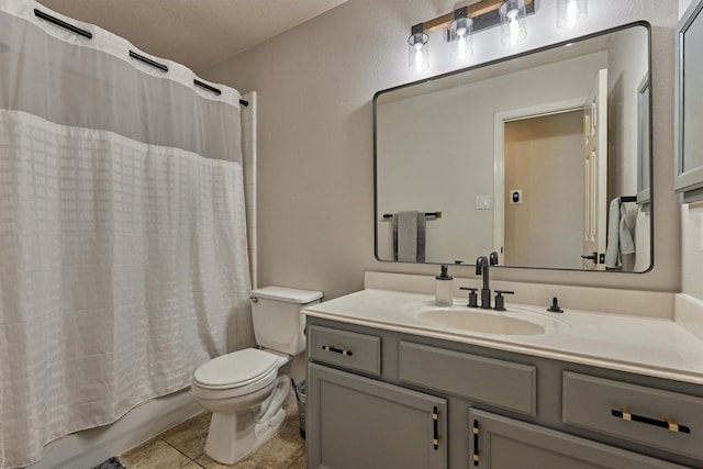 3729 Breckenridge Dr, Montgomery, TX 77356 - full bathroom with toilet, vanity, tile patterned flooring, and shower / bath combination with curtain