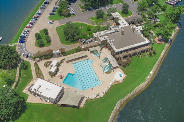 3729 Breckenridge Dr, Montgomery, TX 77356 - aerial view of property's location featuring a pool and a nearby body of water