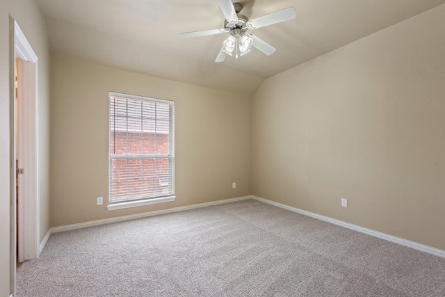 1001 Krenek Tap Rd Unit 1501, College Station, TX 77840 - unfurnished room featuring light colored carpet, ceiling fan, baseboards, and vaulted ceiling