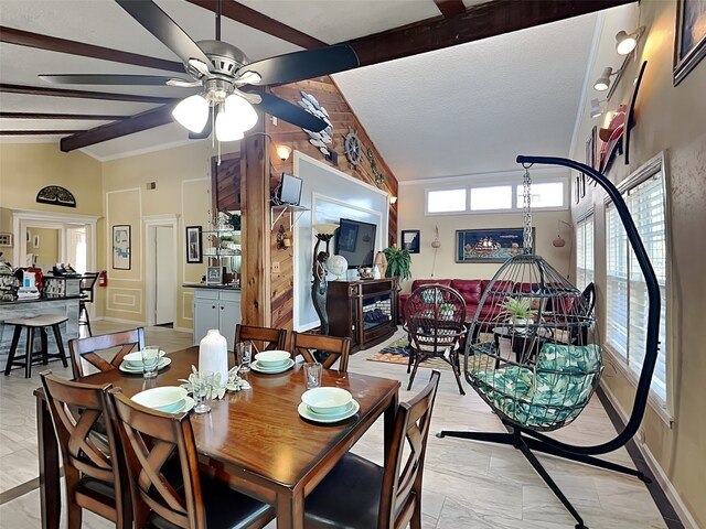 22104 Zapata Dr, Galveston, TX 77554 - dining space with a ceiling fan and baseboards