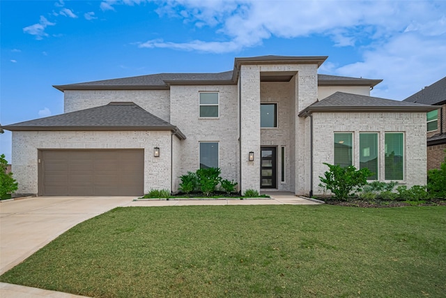 21714 Jenolan Ridge Rd, Cypress, TX 77433 - view of front facade featuring a garage, a front lawn, driveway, and brick siding