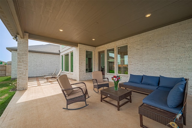 21714 Jenolan Ridge Rd, Cypress, TX 77433 - view of patio with an outdoor hangout area and fence