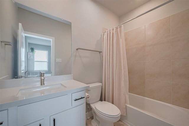 21714 Jenolan Ridge Rd, Cypress, TX 77433 - bathroom featuring toilet, shower / bath combo with shower curtain, and vanity
