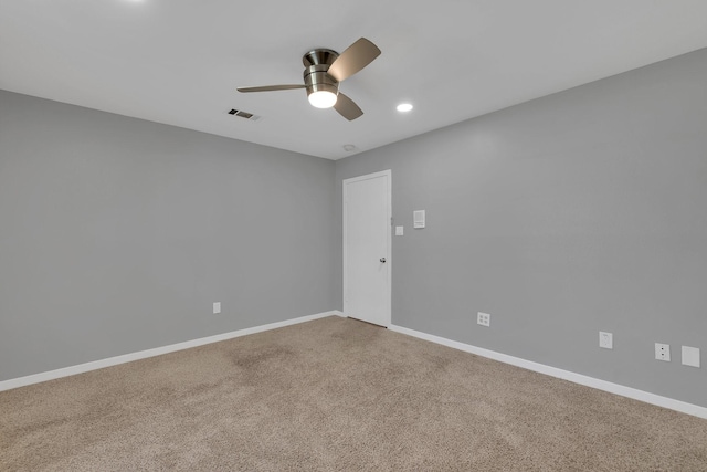 100 Longacre Dr, Conroe, TX 77304 - empty room featuring a ceiling fan, carpet floors, baseboards, and recessed lighting