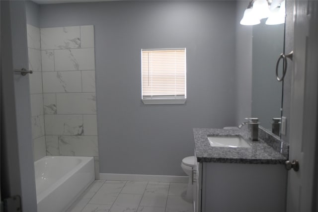 1115 W 4th St, Freeport, TX 77541 - full bath featuring marble look tiles, vanity, and washtub / shower combination
