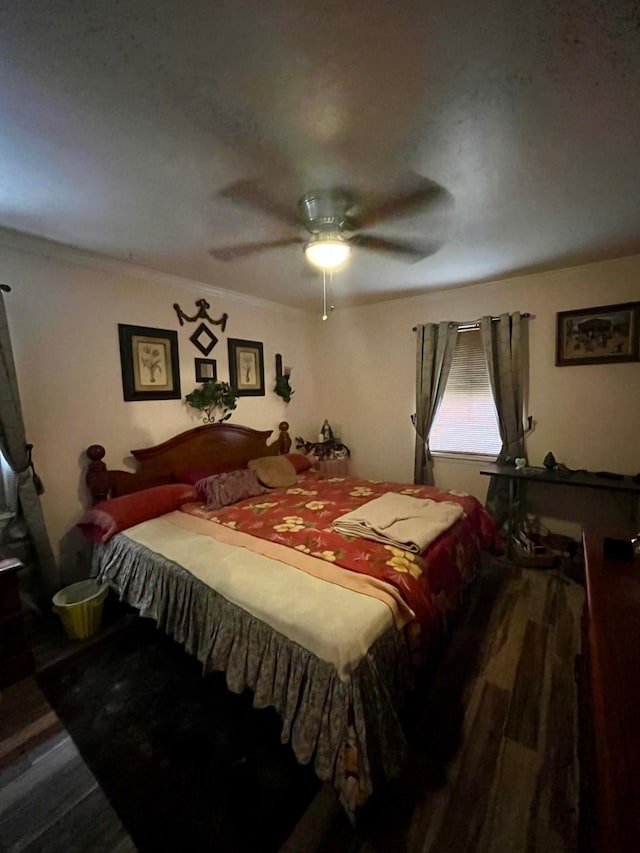 2923 Ellington St, Houston, TX 77088 - bedroom featuring wood finished floors, ceiling fan, and ornamental molding