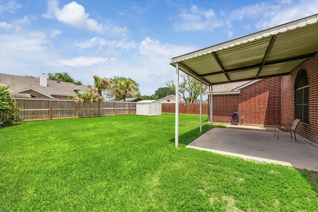 3413 Somerset Ln, Deer Park, TX 77536 - view of yard featuring a storage unit, a patio, and an outdoor structure