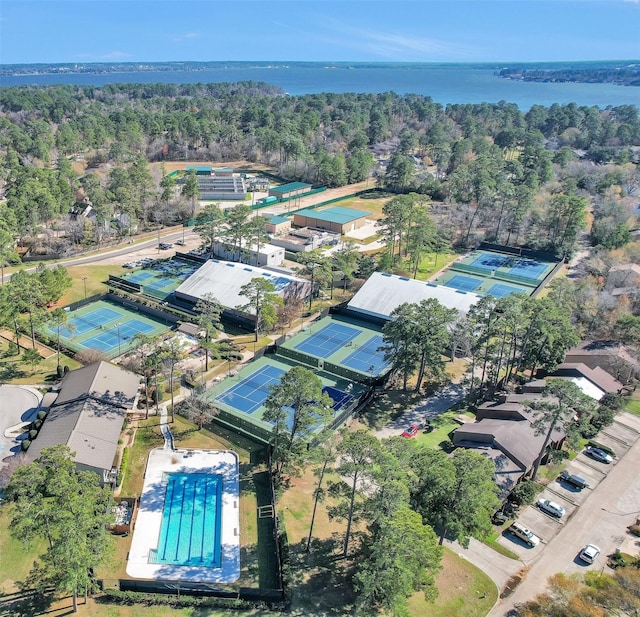 12900 Walden Rd Unit 715G, Montgomery, TX 77356 - aerial overview of property's location with a pool area and a nearby body of water
