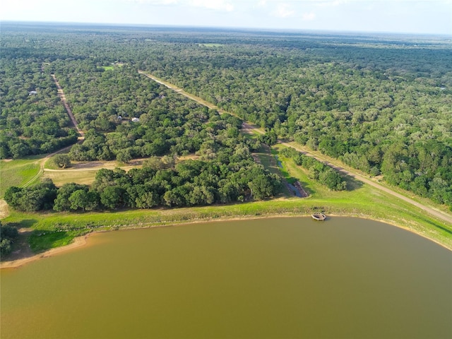 302 Bluebonnet Rd, Sheridan, TX 78950 - aerial view of a large body of water and a heavily wooded area