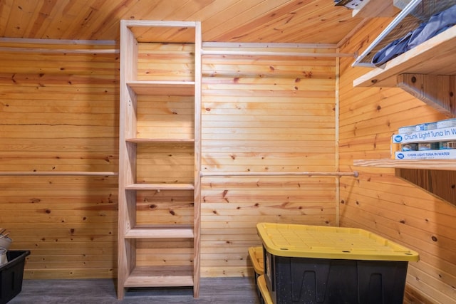 134 Magnolia Point Dr, Houston, TX 77336 - relaxing sauna / steam room with wooden ceiling, wood walls, and wood finished floors