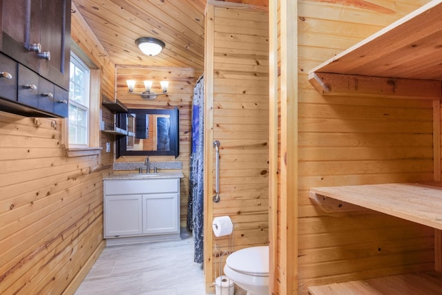 134 Magnolia Point Dr, Houston, TX 77336 - full bathroom with wooden walls, toilet, vanity, and wooden ceiling