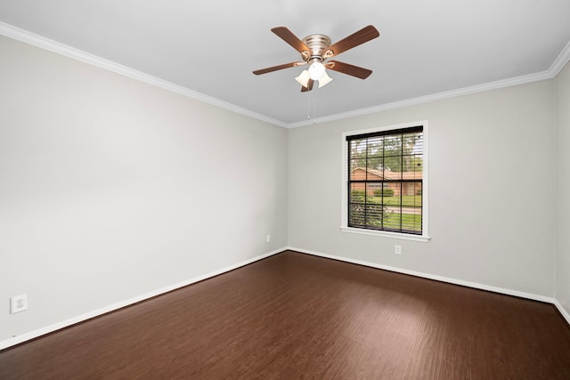 10139 Knoboak Dr, Houston, TX 77080 - unfurnished room with dark wood-type flooring, crown molding, baseboards, and ceiling fan