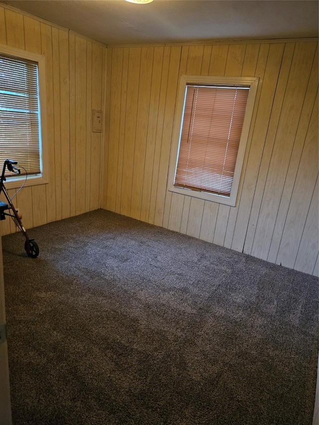 2219 8th St, Galena Park, TX 77547 - spare room featuring carpet floors and wooden walls