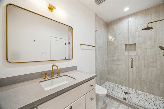 2017 W 14th St Unit A, Houston, TX 77008 - full bath with a shower stall, vanity, recessed lighting, and toilet