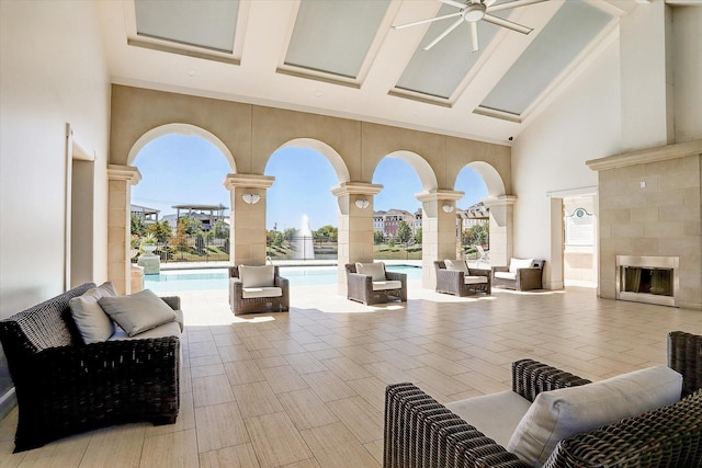3124 Somerset Levens Ln, Houston, TX 77055 - view of patio / terrace with an outdoor hangout area and ceiling fan