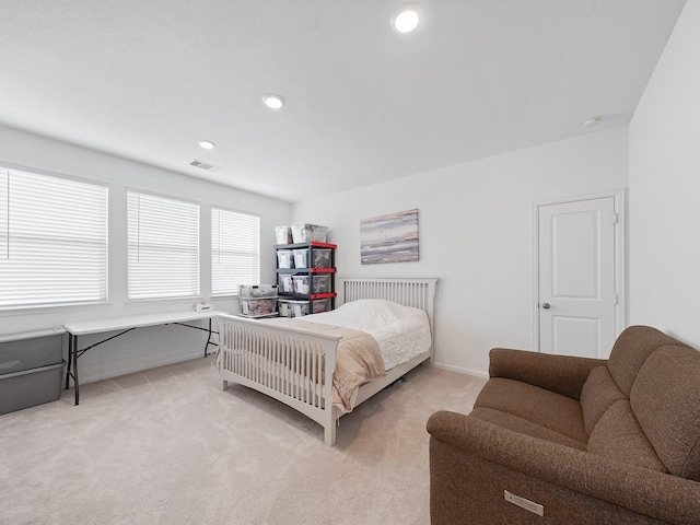 18925 Lazzaro Springs Dr, New Caney, TX 77357 - bedroom featuring light colored carpet, recessed lighting, an office area, and baseboards