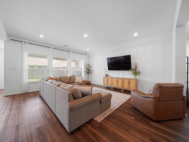 18925 Lazzaro Springs Dr, New Caney, TX 77357 - living area with dark wood-type flooring and recessed lighting