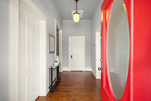1610 Crockett St, Houston, TX 77007 - hallway featuring dark wood-type flooring and baseboards