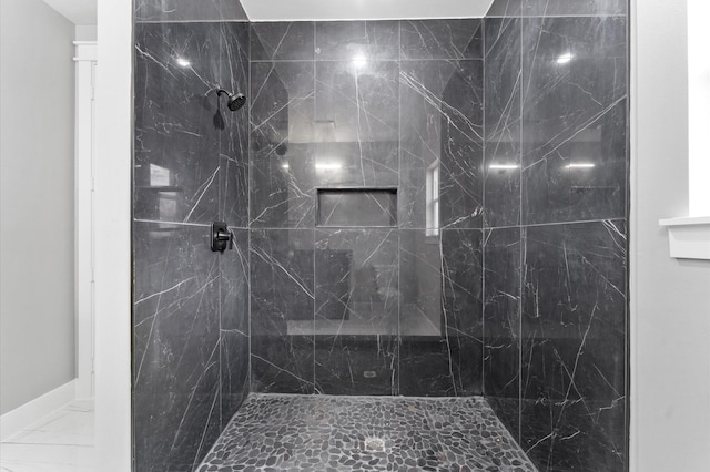 7926 Tate St, Houston, TX 77028 - full bath with marble finish flooring and a marble finish shower