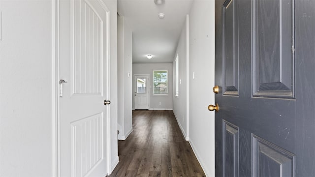 22002 Sovereign Heights Ln, Houston, TX 77073 - hallway with dark wood-type flooring and baseboards