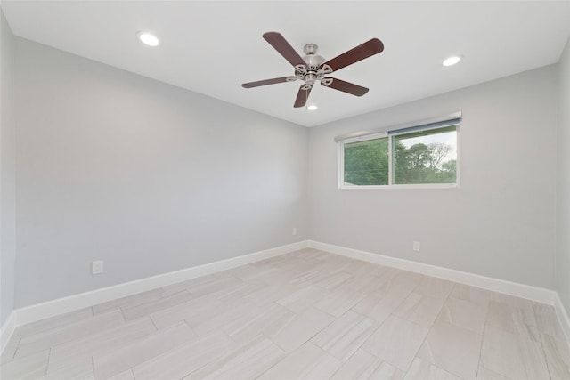 5006 Lymbar Dr, Houston, TX 77096 - spare room with recessed lighting, a ceiling fan, and baseboards