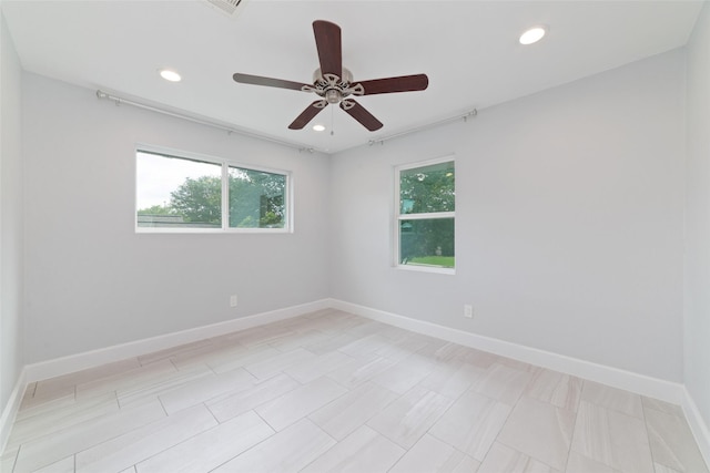 5006 Lymbar Dr, Houston, TX 77096 - unfurnished room with plenty of natural light, ceiling fan, baseboards, and recessed lighting