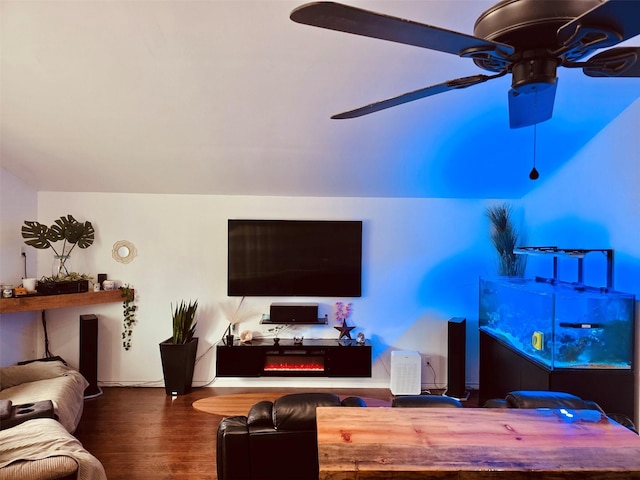 195 Rim Rock Rd, Onalaska, TX 77360 - living room with ceiling fan and wood finished floors