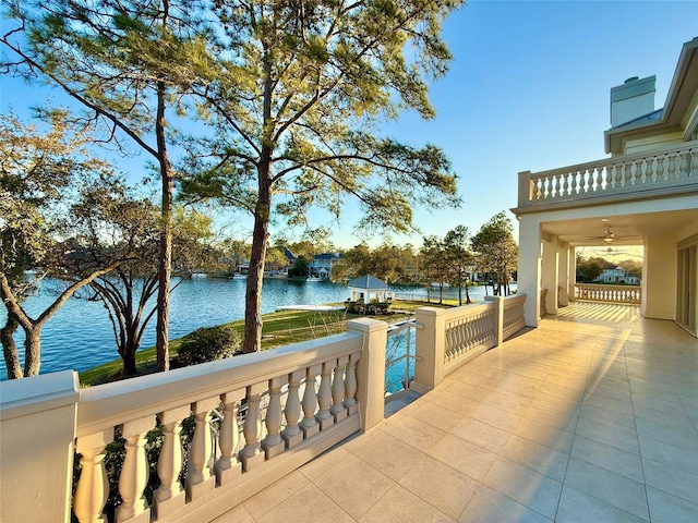 balcony with a water view