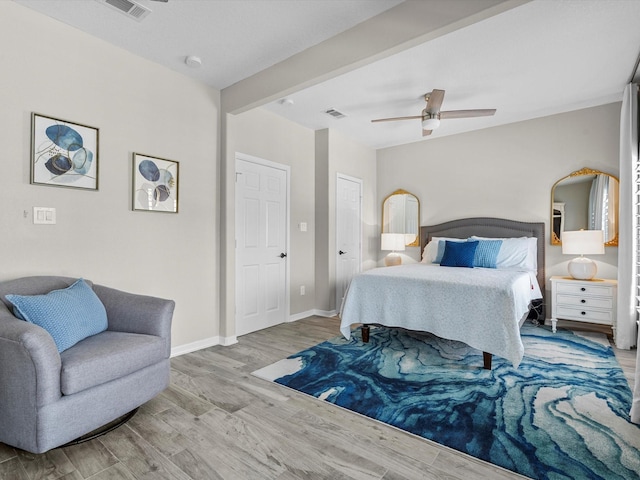 441 Jeanie Lynn St, Galveston, TX 77554 - bedroom with wood finished floors, baseboards, and ceiling fan