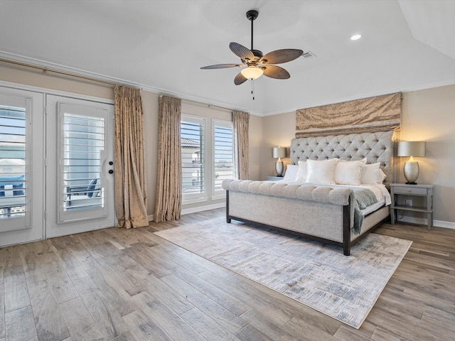 441 Jeanie Lynn St, Galveston, TX 77554 - bedroom with wood finished floors, baseboards, a ceiling fan, and recessed lighting