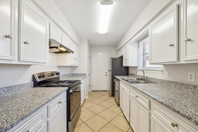 5519 Fallengate Dr, Spring, TX 77373 - kitchen featuring electric range oven, wall chimney range hood, dishwasher, and white cabinets