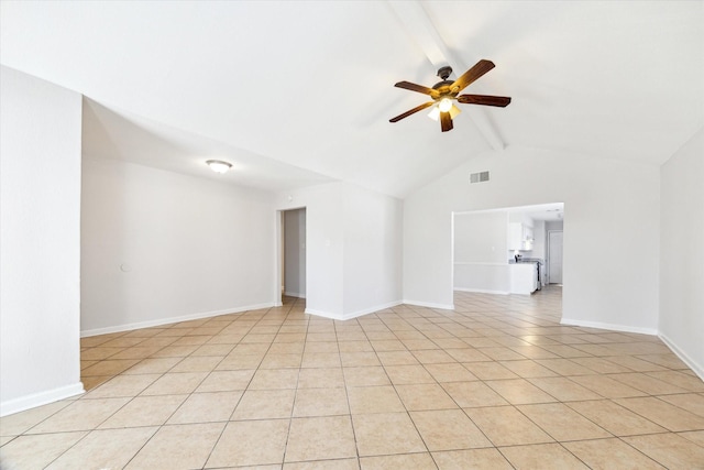 5519 Fallengate Dr, Spring, TX 77373 - empty room with a ceiling fan, light tile patterned flooring, and baseboards
