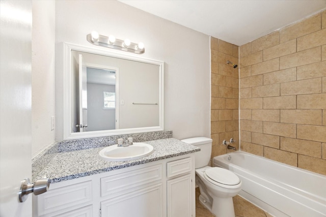 5519 Fallengate Dr, Spring, TX 77373 - bathroom featuring toilet, shower / bathtub combination, and vanity