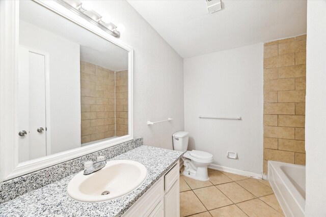 5519 Fallengate Dr, Spring, TX 77373 - full bathroom with tile patterned flooring, toilet, and vanity