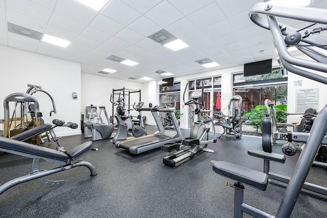 300 St Joseph Pkwy Unit 121, Houston, TX 77002 - workout area featuring a drop ceiling