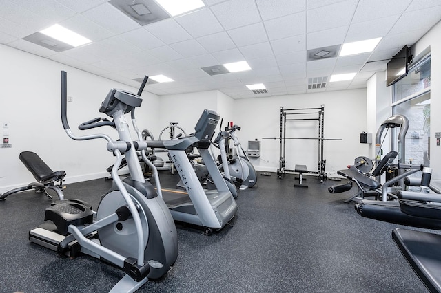 300 St Joseph Pkwy Unit 121, Houston, TX 77002 - workout area with a paneled ceiling