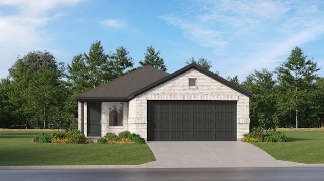 6014 Standpiper Loop, Baytown, TX 77521 - view of front of home with brick siding, a garage, a front yard, and driveway