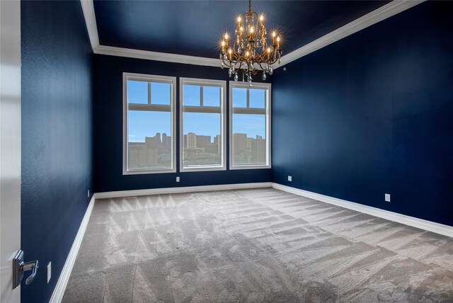 3388 Sage Rd Unit 1702, Houston, TX 77056 - unfurnished room featuring a chandelier, carpet floors, crown molding, and baseboards