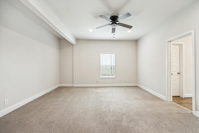 813 Nelson St, Sealy, TX 77474 - unfurnished room featuring carpet, a ceiling fan, baseboards, and recessed lighting