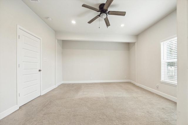 813 Nelson St, Sealy, TX 77474 - carpeted spare room with recessed lighting, ceiling fan, and baseboards