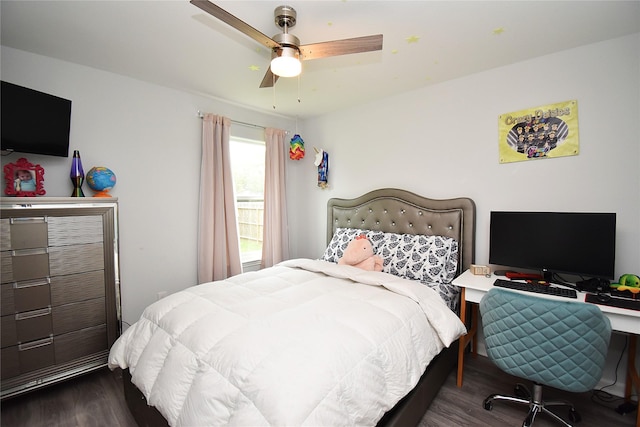 1202 Fort St, Richmond, TX 77469 - bedroom with dark wood-style floors and a ceiling fan