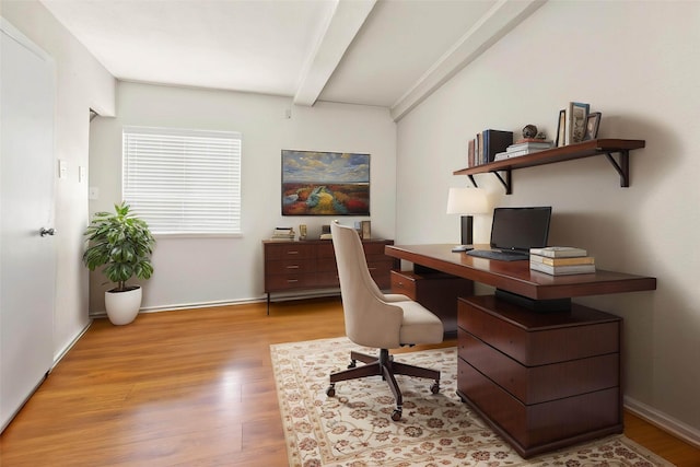3641 Deal St, Houston, TX 77025 - office featuring beam ceiling, light wood-style flooring, and baseboards